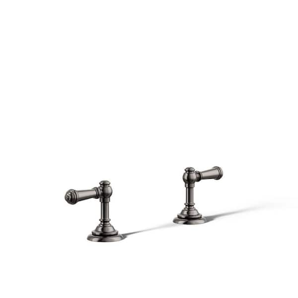 Artifacts 2-Handle Deck-Mount Bath Faucet Handle Trim with Lever Design in Vibrant Titanium