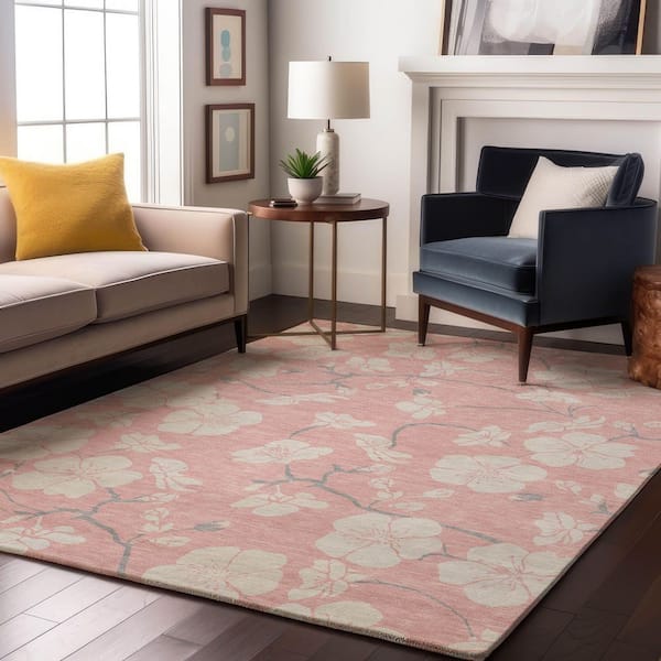 Mayfield Premium Machine Washable Abstract AMF1032 Pink 5 ft. x 7 ft. 6 in. Area Rug