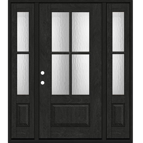 Regency 64 in. x 80 in. 3/4 Lite 4SDL Oasis Deco Glass RHIS Prefinish Onyx Fiberglass Prehung Front Door 2_ 12 in. SL