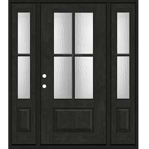 Regency 68 in. x 80 in. 3/4Lite 4SDL Oasis Deco Glass RHIS Prefinish Onyx Fiberglass Prehung Front Door w/2_ 14inSL