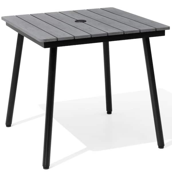 null 31.1 in. Square Aluminum Frame Outdoor Patio Dining Table in Gray