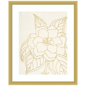 Gold Gardenia Line Drawing by Moira Hershey 1-Piece Framed Giclee Abstract Art Print 17 in. x 14 in.