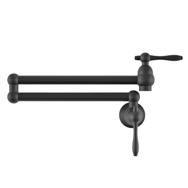 Swiss Madison Plaisir Retractable Wall Mount Pot Filler Faucet in Matte Black