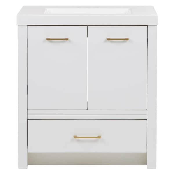 Hertford 31 in. Single Sink White Bath Vanity with White Cultured Marble Top (Assembled)