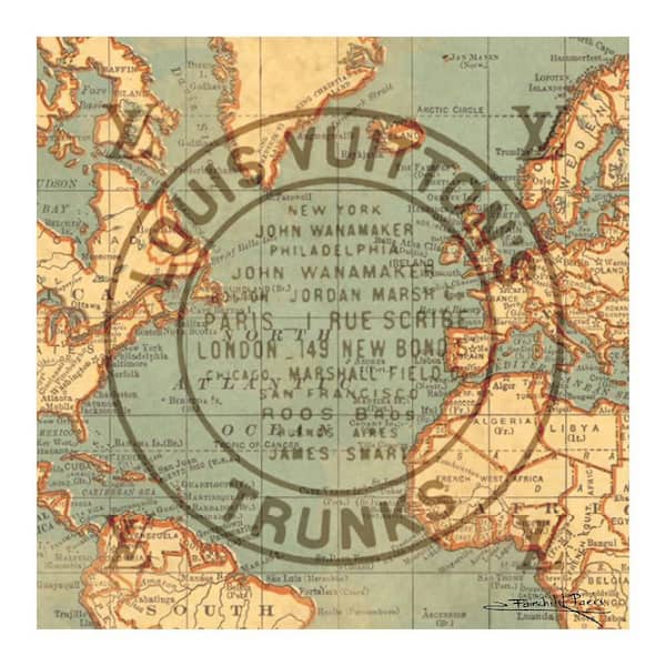 VENICE BEACH Collections Fashion Vintage World Map by Fairchild Paris 1-Piece Unframed Abstract Poster Art Print 30 in. x 30 in.
