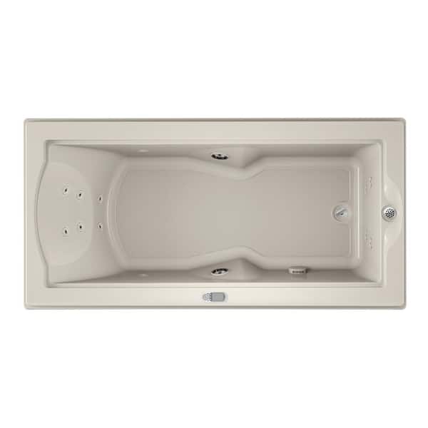 JACUZZI FUZION 70.7 in. x 35.4 in. Rectangular Whirlpool Bathtub with Right Drain in Oyster