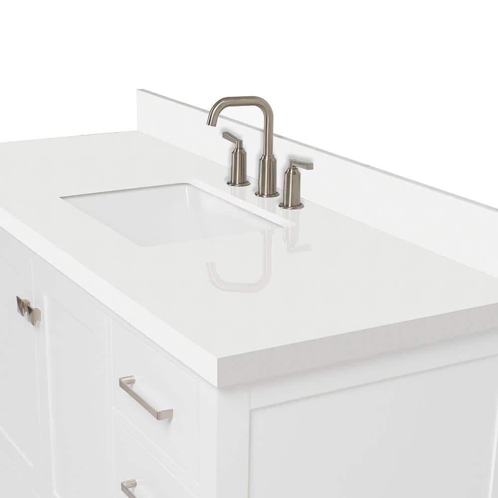 Cambridge 55" White Single Basin Vanity with Quartz Countertop