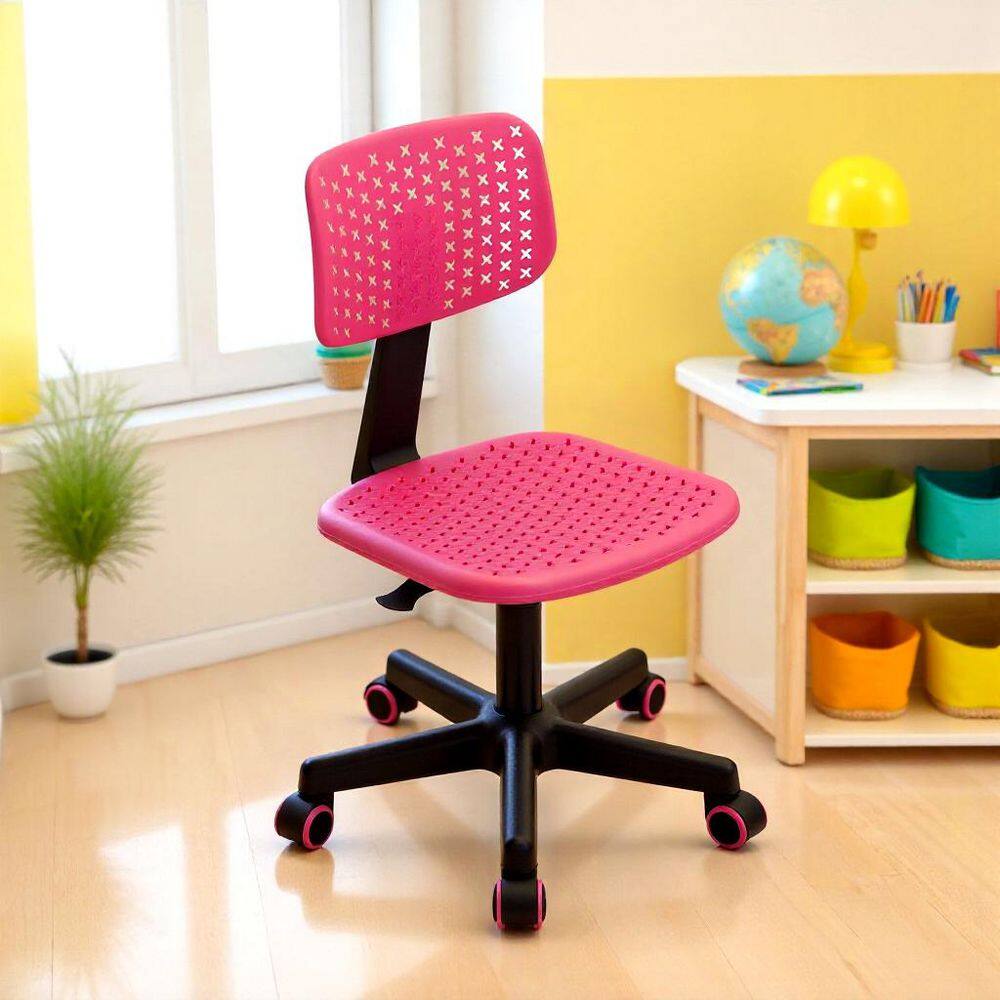 Homy Casa Iwc Plastic Swivel Task Chair in Pink with Adjustable Height ...
