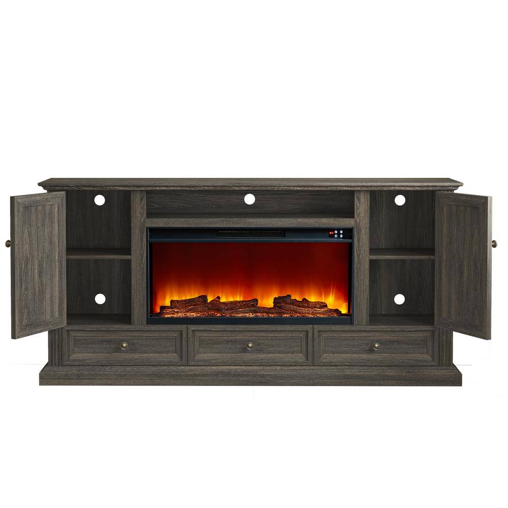 Festivo 72" Brown MDF TV Stand with Electric Fireplace