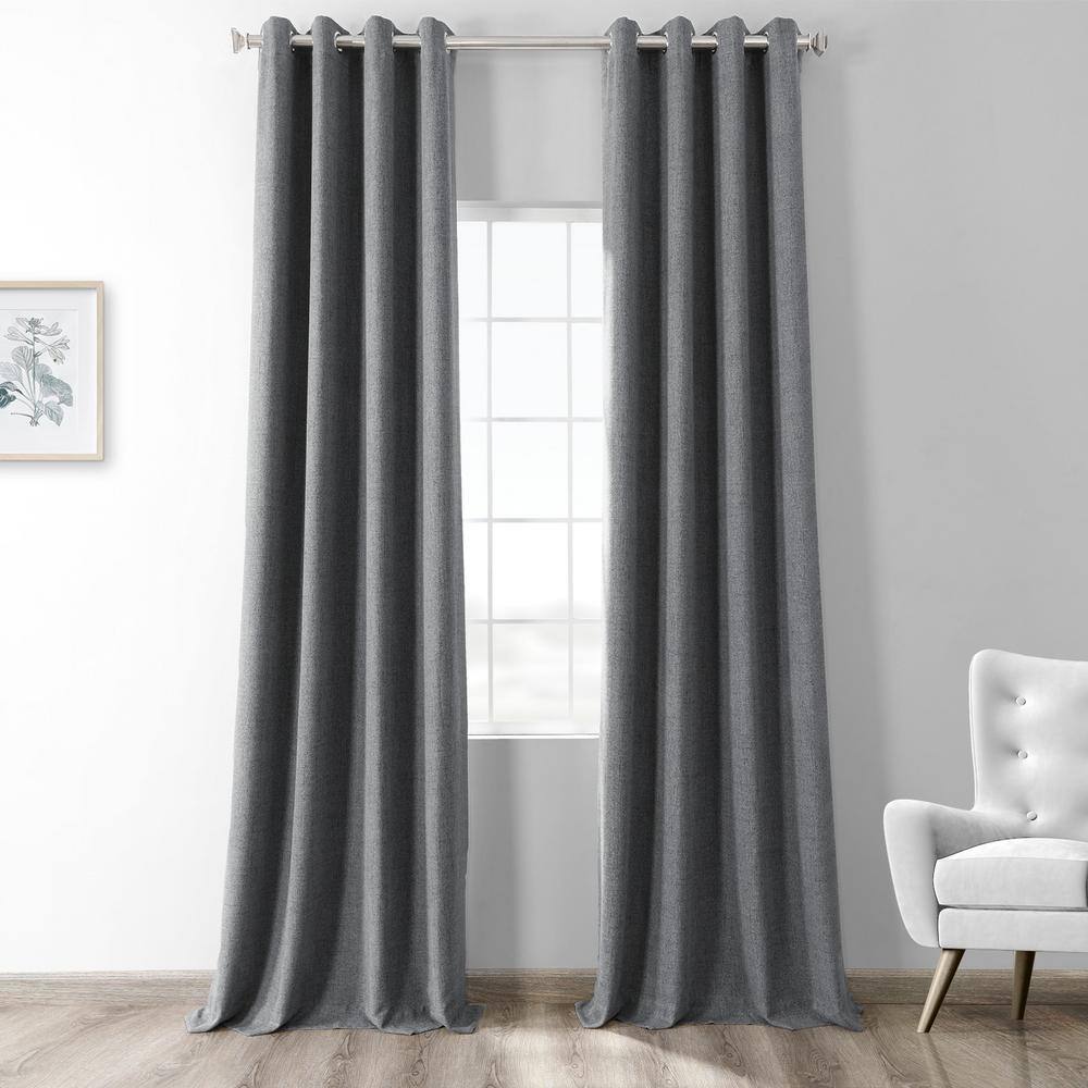 Exclusive Fabrics Furnishings Modern Grey Solid Thermal Grommet Room Darkening Curtain 50 In W X 120 In L Fhwl190703120gr The Home Depot