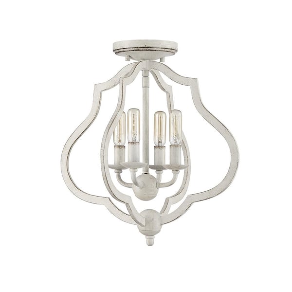 Quoizel O'Keefe 15 in. 4-Light Antique White Semi-Flush Mount