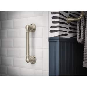 Banbury 9 in. x 0.875 in. Grab Bar with Press and Mark in Brushed Nickel
