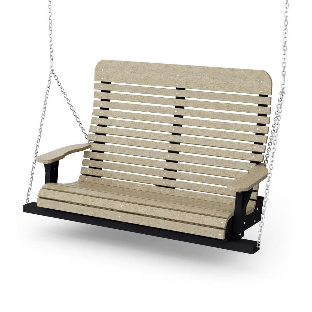 Signature 2-Person Weathered Wood and Black Plastic Porch Swing price history on PriceWatchPro