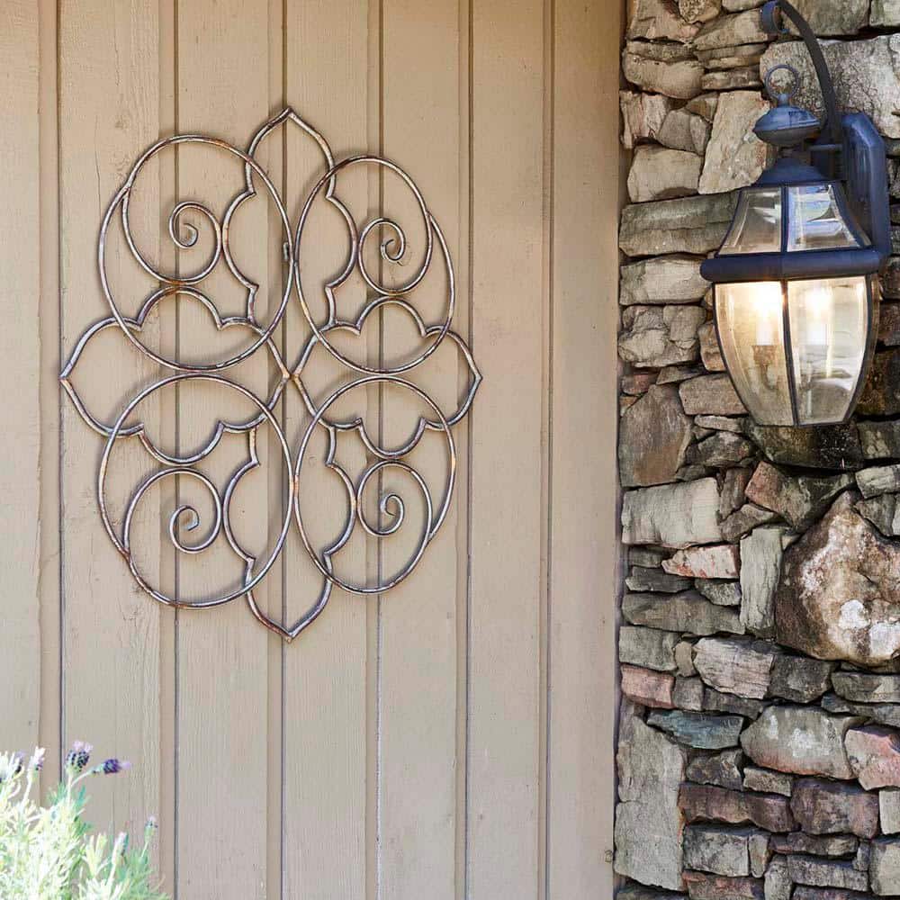Ornate Bronze Metal Filigree Outdoor Wall Art