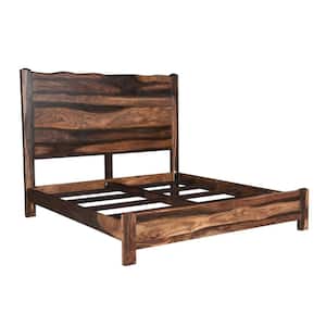 Josephine Brown Wood Frame King Panel Bed with Solid Wood Live Edge