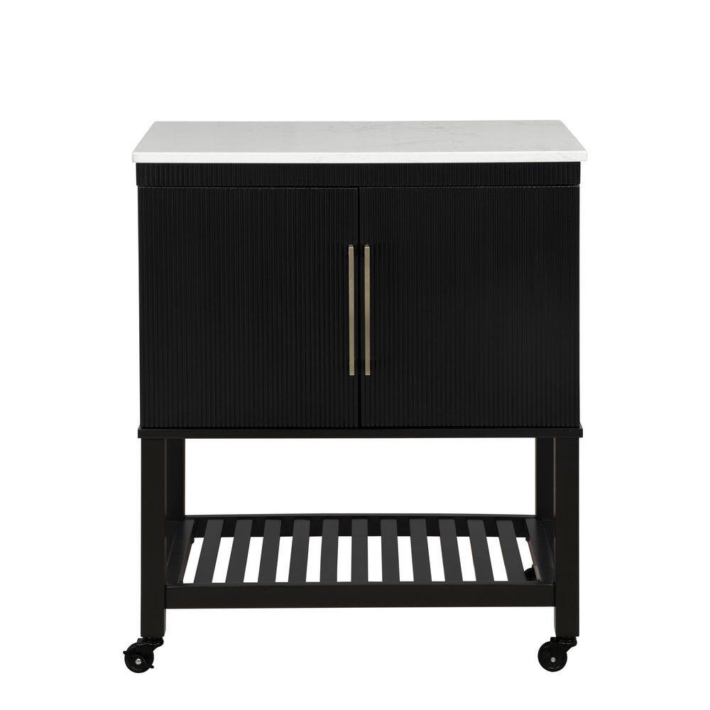 Pierce Black Kitchen Cart with Storage, Casters - thumbnail 9
