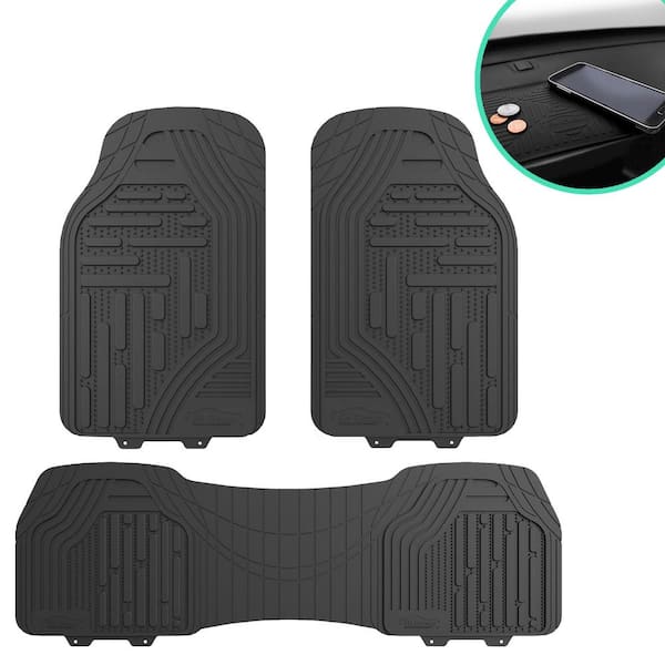 FH Group Gray Classic Rubber Liners Trimmable Car Floor Mats - Universal Fit for Cars, SUVs, Vans and Trucks - Full Set