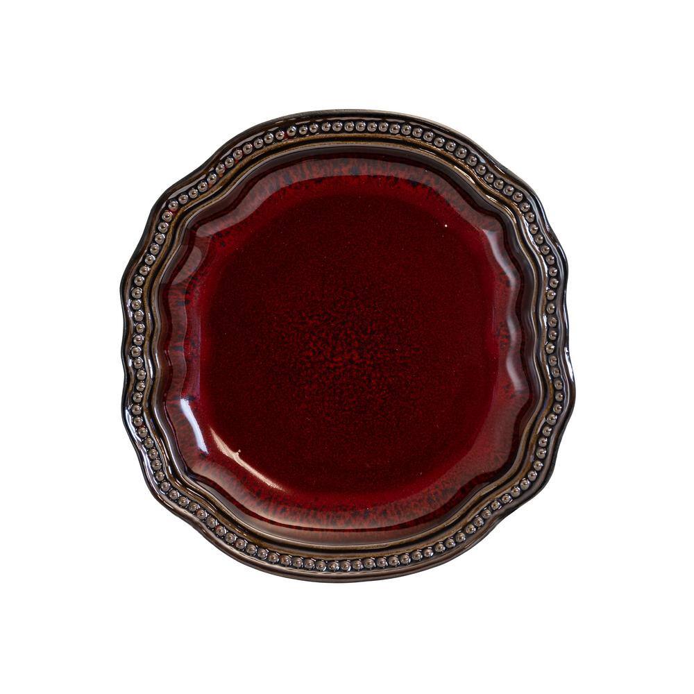 Regal Red and Black Ceramic Dinnerware Set for Four