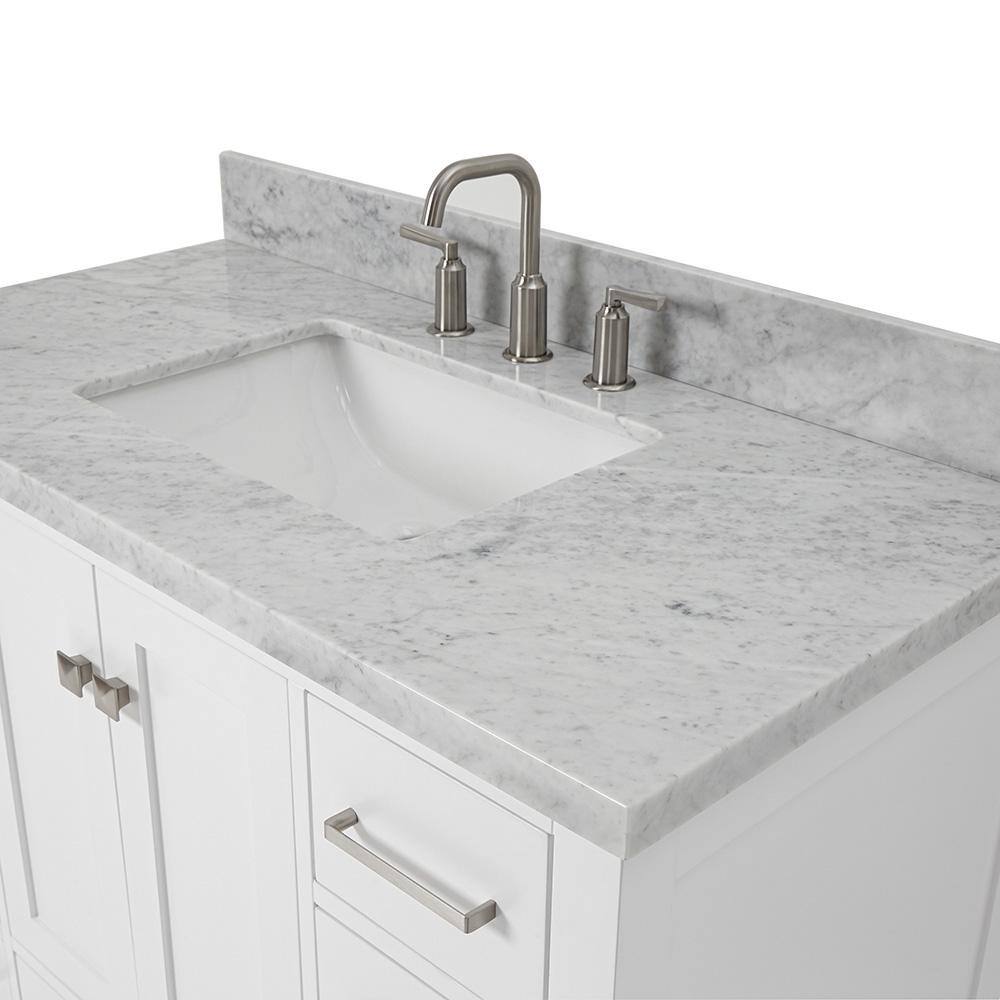 Cambridge 43" White Marble Single Basin Vanity Set