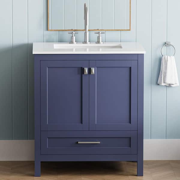 AZDHOME 30 in. W. x 19 in. D x 34 in. H Single Sink Solid Wood Bath ...