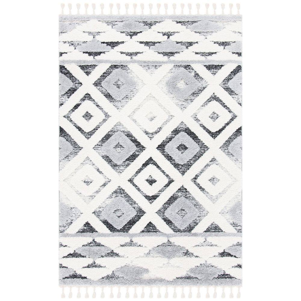 Moroccan Tassel Shag 4 ft. x 6 ft. Gray/Ivory Diamond High-Low Fringe Area Rug price history on PriceWatchPro