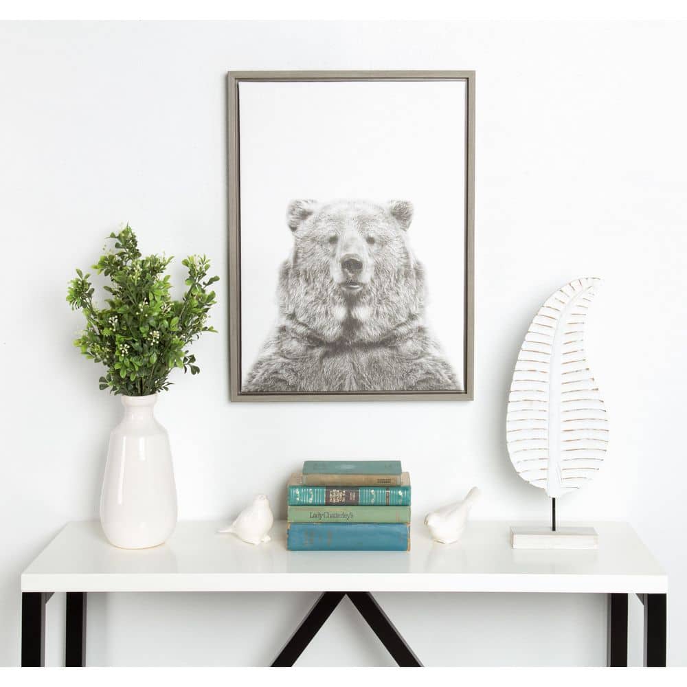 Gray Framed Bear Portrait Canvas Art for Kids