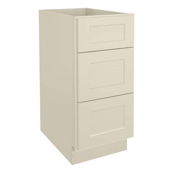 HOMEIBRO 15 in. W x 24 in. D x 34.5 in. H in Antique White Plywood Ready to Assemble Drawer Base Kitchen Cabinet with 3-Drawers