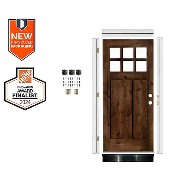 Krosswood Doors 32in.x80in. Arch Top LH Clear Glass RedMahogany