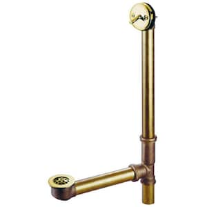 Made To Match 20-Gauge Trip Lever Clawfoot Tub Drain in Polished Brass with Overflow