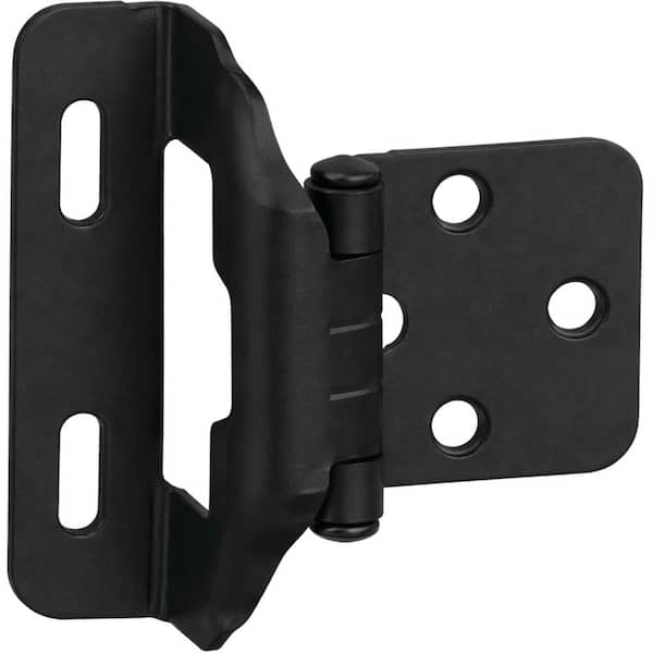 1-Pair Face Frame Semi-Wrap 1/2 in. Overlay Matte Black Cabinet Hinge