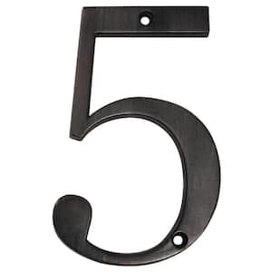 4 in. Aged Bronze Flush Mount House Number 5