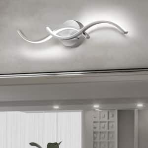 Jerico 23.6 in. 2-Light Integrated LED Nickel Bathroom Vanity Light Bar with 2 Curves