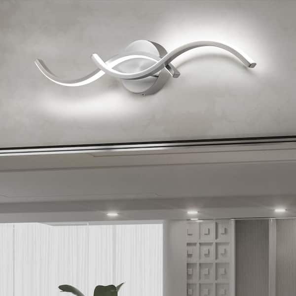 EDISLIVE Jerico 23.6 in. 2-Light Integrated LED Nickel Bathroom Vanity Light Bar with 2 Curves