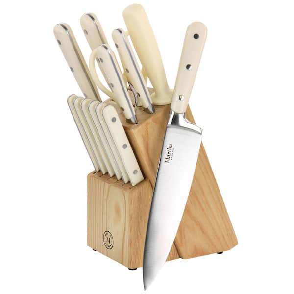 Martha Stewart Ergonomic Stainless Steel 14 Pc Wood Block Cutlery