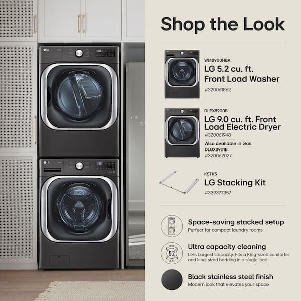 LG 29 in. Chrome Washer and Dryer Laundry Front Load Stacking Kit