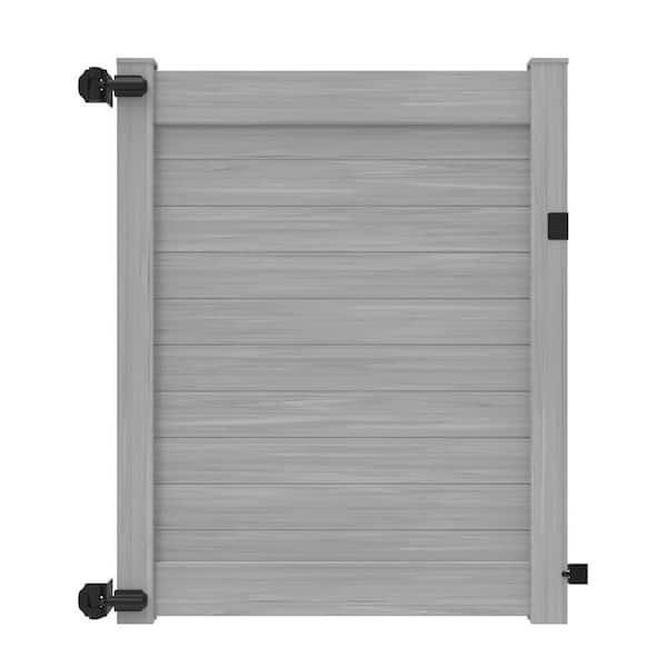 Horizontal Fence 6 ft. x 58 in. in Vinyl Privacy Gate Driftwood