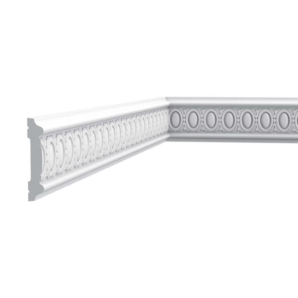 ORAC DECOR 5/8 in. D x 3-3/8 in. W x 78-3/4 in. L Oval design Primed White Polyurethane Panel Moulding (14-Pack)