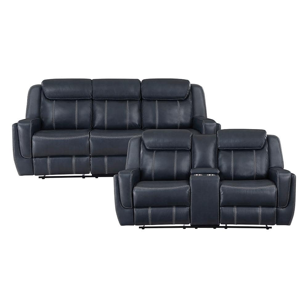 Colin 86 in. W Straight Arm Faux Leather Rectangle 2-Piece Manual Reclining