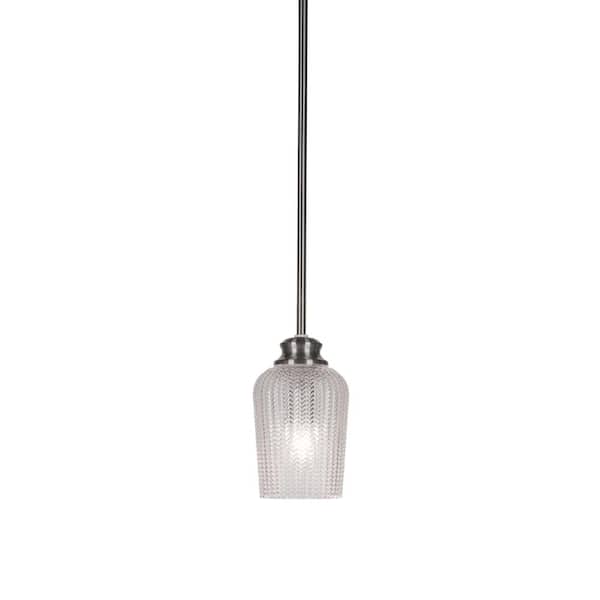 Unbranded Memphis 60-Watt 1-Light Brushed Nickel Shaded Mini Pendant Light with Glass Shade