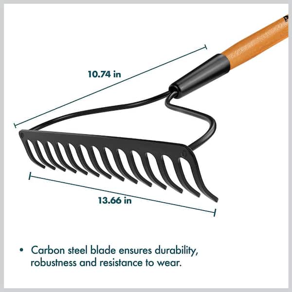 Anvil - 47 in. L Wood Handle 14-Tines Garden Bow Rake