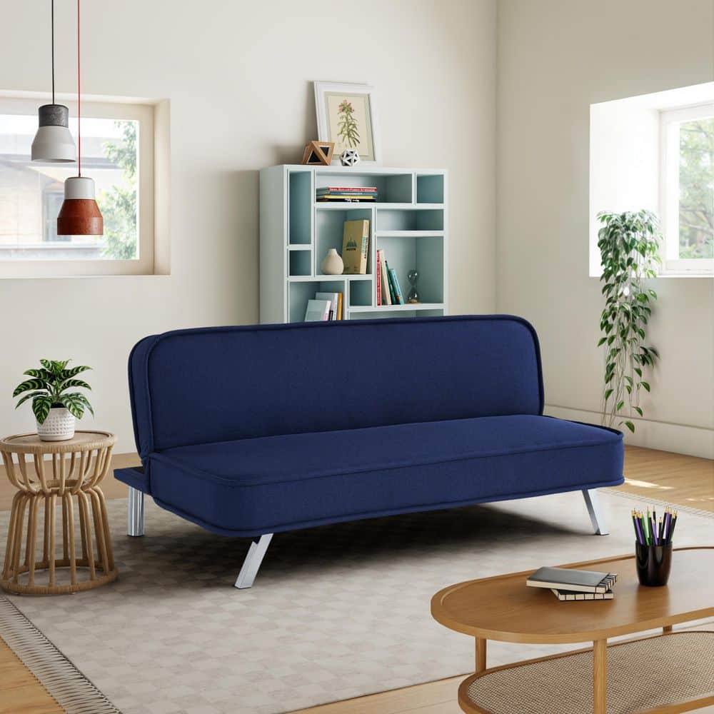 Serta Tennyson 66.1 in. Navy Woven Polyester Twin Size Sofa Bed