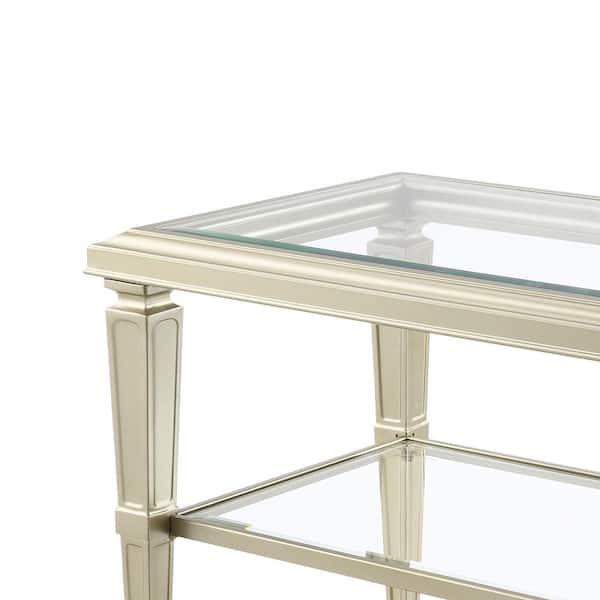 Acme Furniture Zaba 28 in. Glass Top and Silver Finish