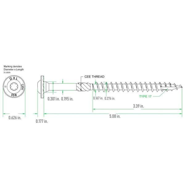 5/16 in. x 5-1/8 in. Star Drive Low Head Washer Rugged Structural Wood Screw (40-Piece per Pack)