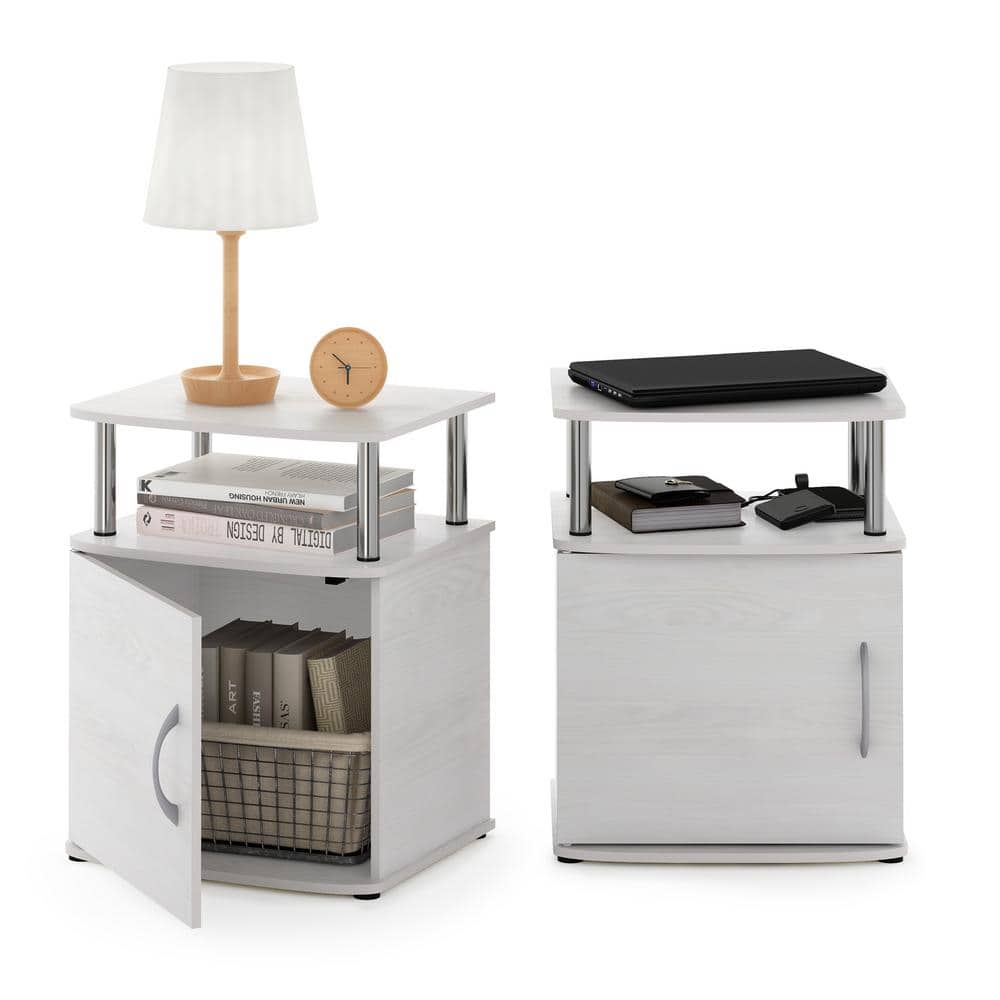 White Oak and Stainless Steel Rectangular End Table