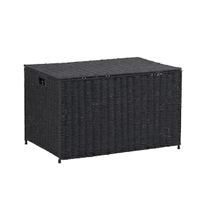 Large Wicker Storage Chest, Paper Rope in Black