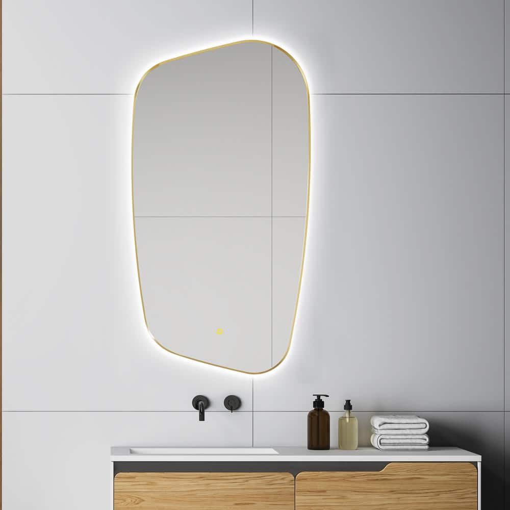 Florian 26" x 48" Gold Rectangular LED Vanity Mirror
