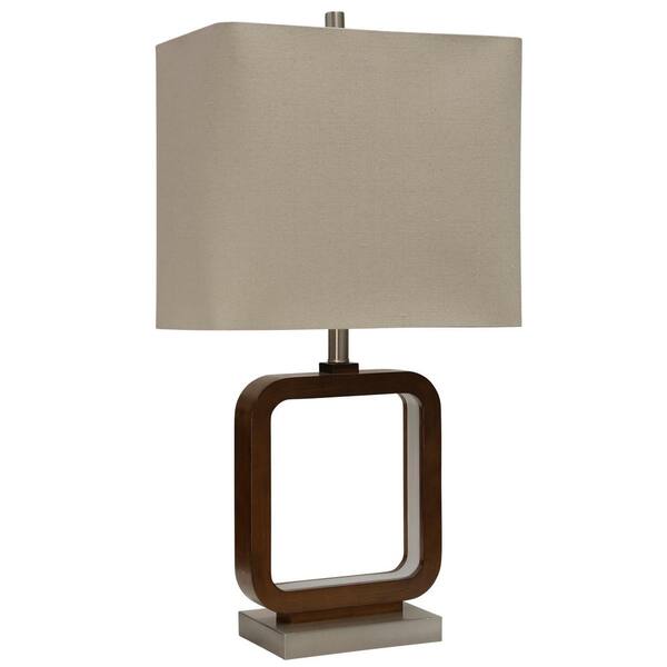 StyleCraft 29.5 in. Natural Table Lamp with Beige Styrene Shade