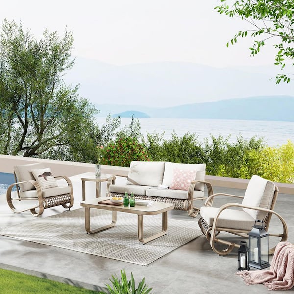 PEAK HOME FURNISHINGS Arsterie 5-Piece Aluminum Outdoor Conversation Set with Cushions