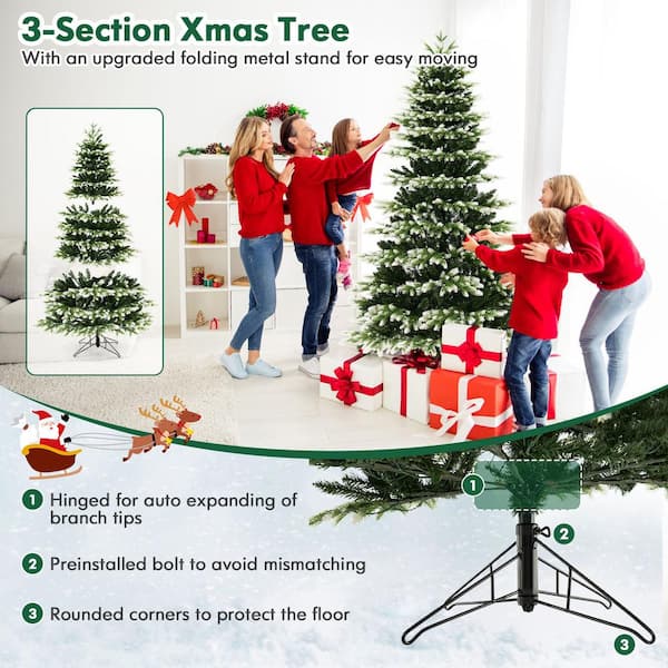 Costway 7ft Pre-lit Hinged Christmas Tree w/ Remote Control & 9