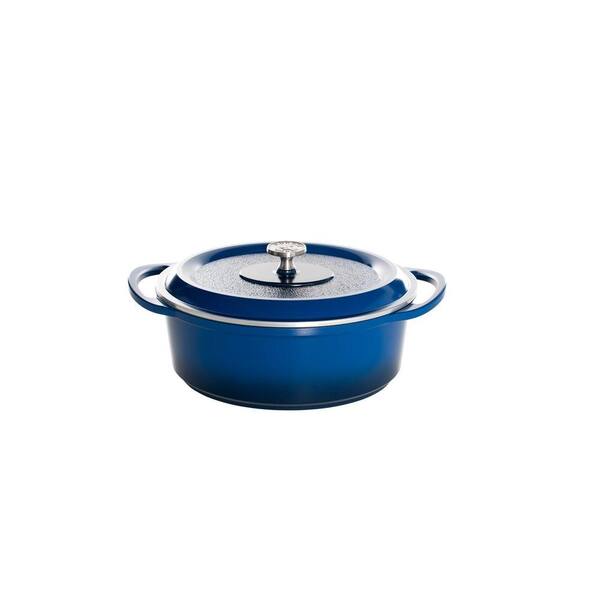 Nordic Ware Pro Cast Traditions Enameled Cast 5.5 qt. Oval Roaster with Cover - Midnight Blue